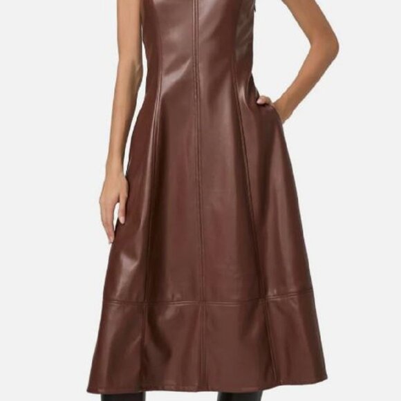 NWT Paige FIORELLA DRESS PETITE FRENCH PRESS Faux Leather - Picture 10 of 10